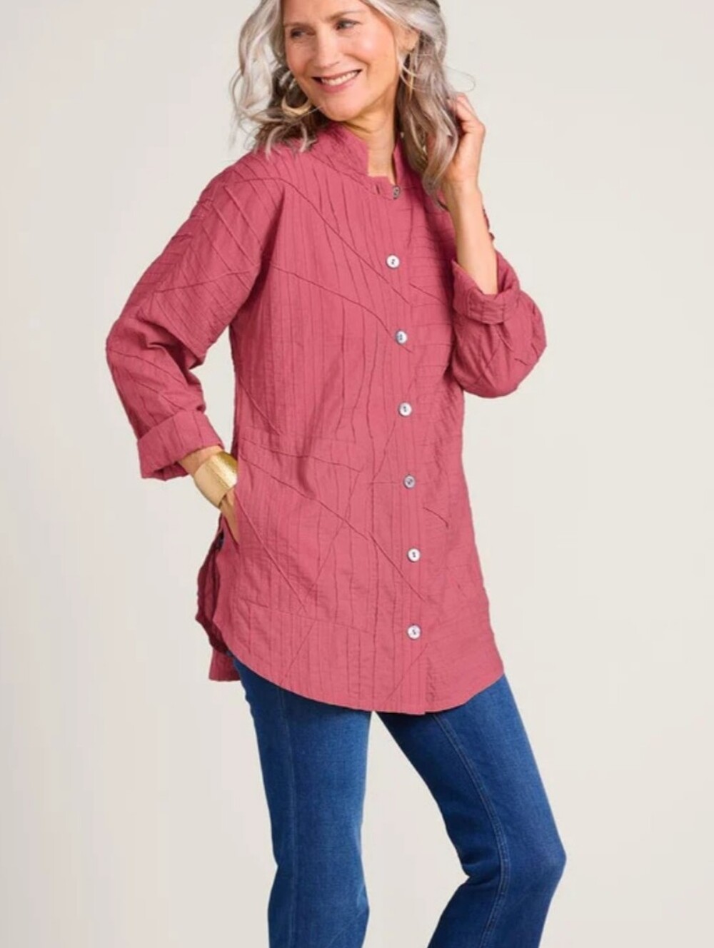 NEW Soft Surroundings Studio Abstract Long Sleeve Big Shirt L Lagenlook Minimal